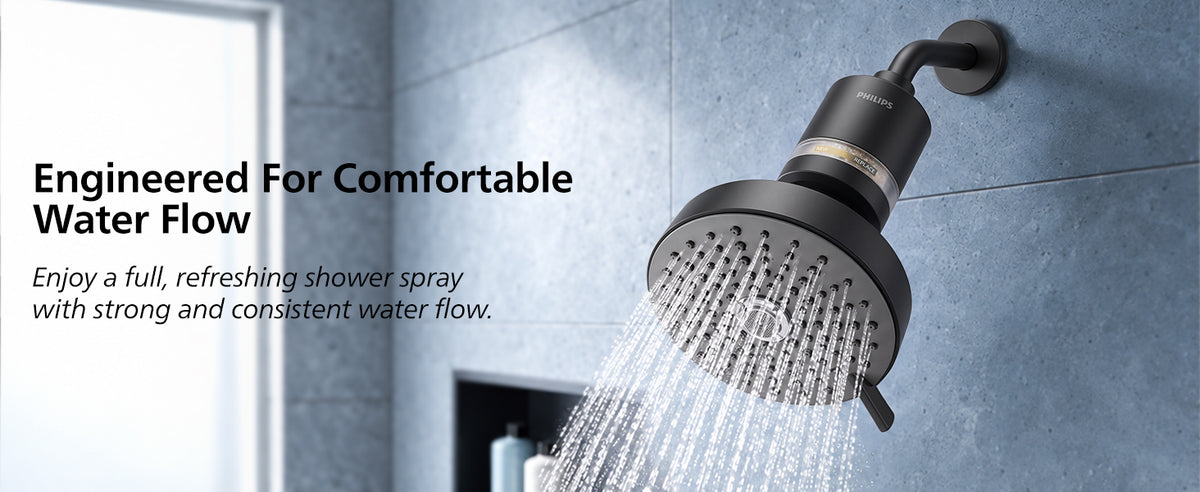 Philips Shower Filter, Visible Window & Clear Filter Cartridge, Black