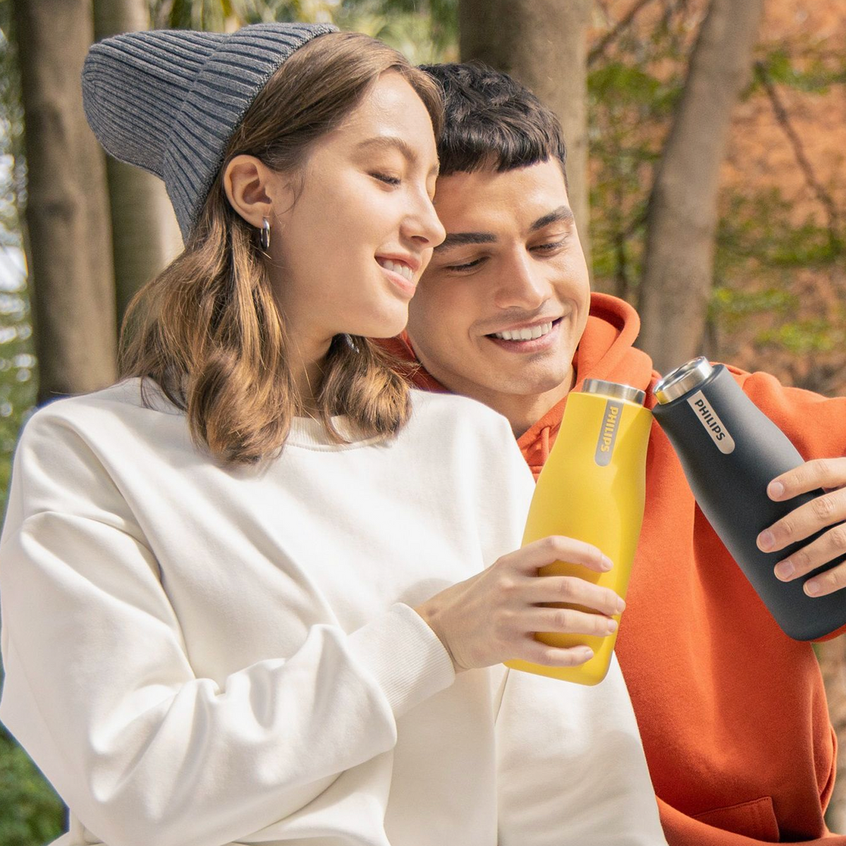 PHILIPS Water GoZero Self-Cleaning Smart Water Bottle Vacuum Stainless Steel Insulated Water Bottle with Handle Double-wall, Auto Cleaning, Keep Drink Hot or Cold, BPA Free