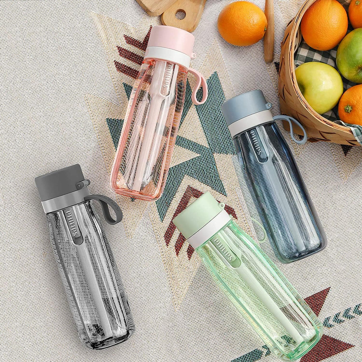 PHILIPS Filtered Water Bottle, BPA-Free Tritan Plastic Water Bottles, Replaces 450 Plastic Water Bottle with Reusable GoZero Everyday Water Filter, Portable Filtering Bottle for Travel
