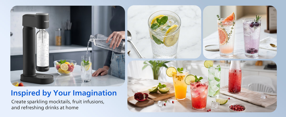 PHILIPS Sparkling Water Maker, Soda Maker Machine with 1L Quick Twist Carbonating Bottle
