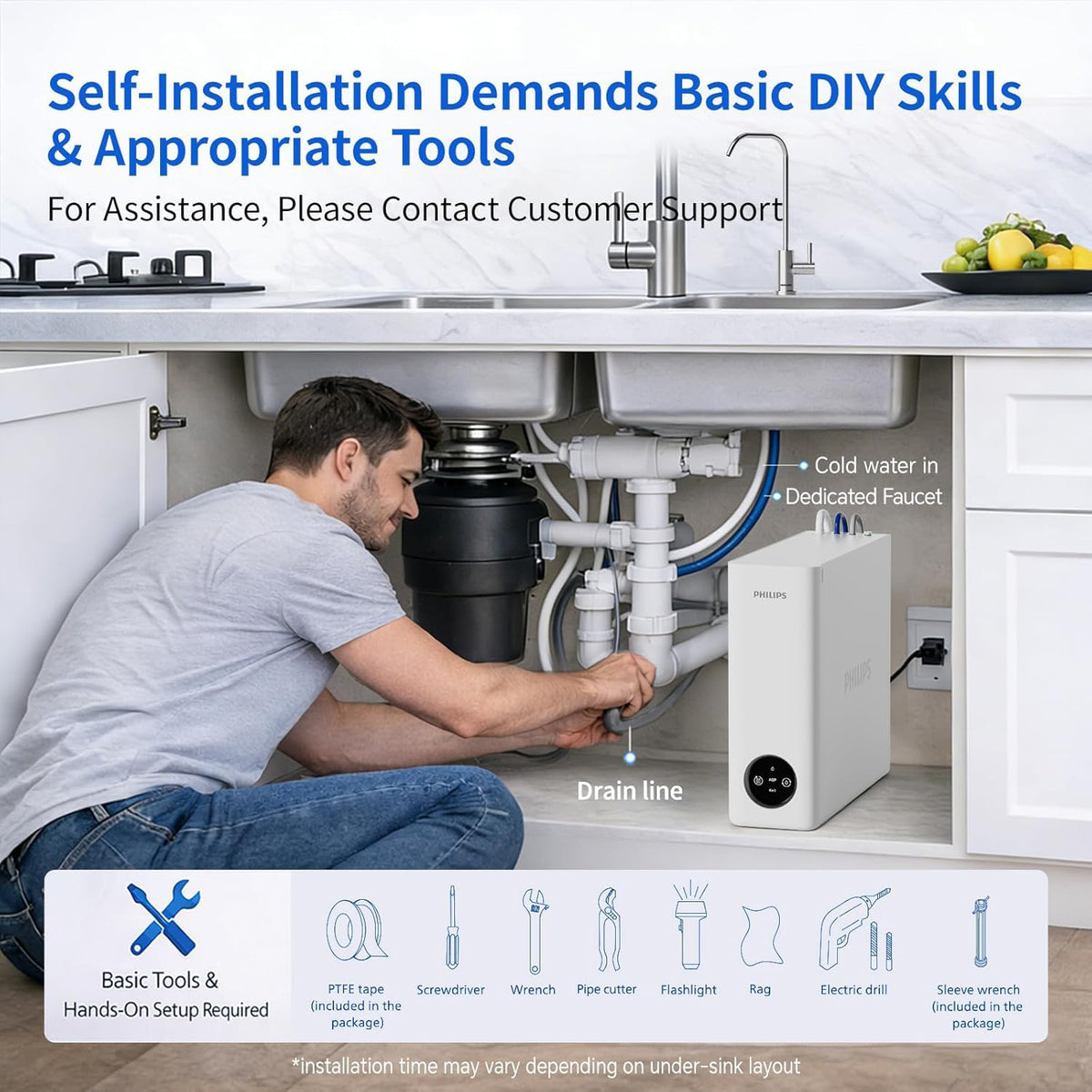 Philips Tankless Reverse Osmosis System, 600 GPD, Self-Cleaning RO System