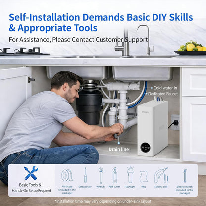 Philips Tankless Reverse Osmosis System, 600 GPD, Self-Cleaning RO System