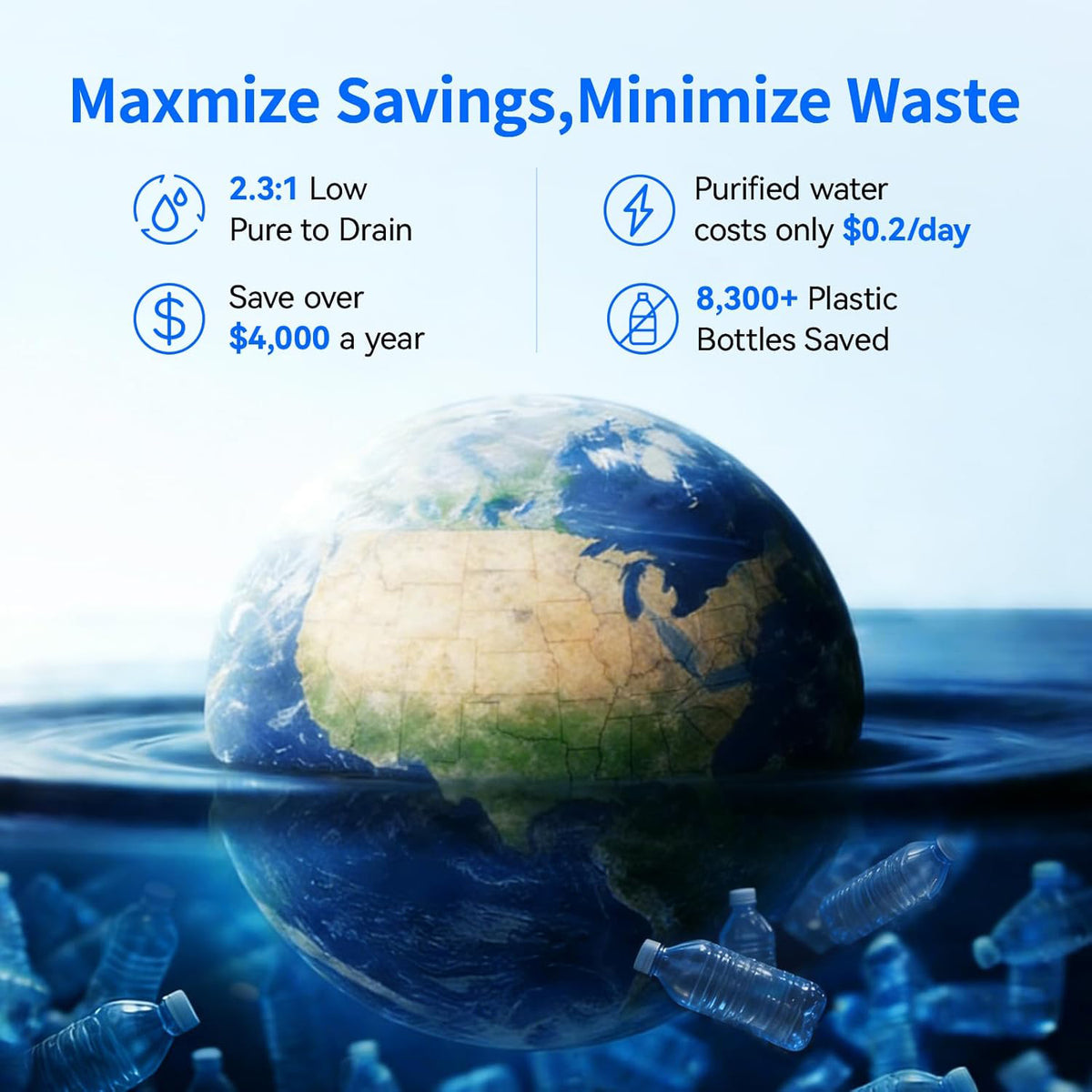 Philips Tankless Reverse Osmosis System, 600 GPD, Self-Cleaning RO System