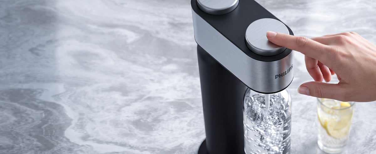 Philips Stainless Sparkling Water Maker Soda Maker Machine with Quick Twist Bottle, Black