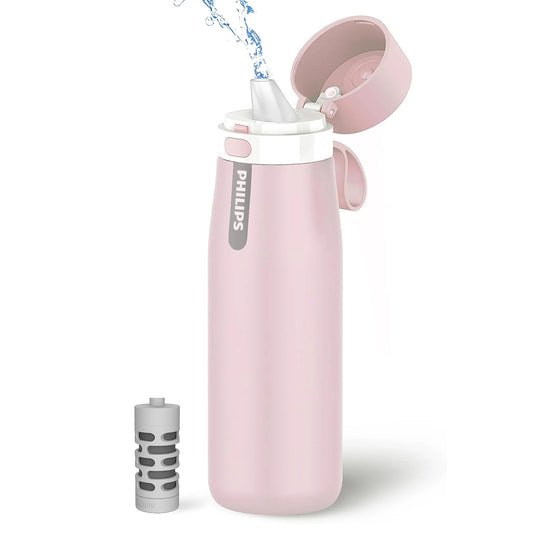 Philips Water GoZero Everyday Insulated Stainless Steel Water Bottle with Philips Everyday Tap Water Filter