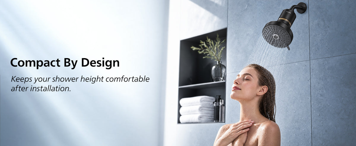 Philips Shower Filter, Visible Window & Clear Filter Cartridge, Black