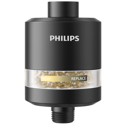 Philips Shower Filter, Visible Window & Clear Filter Cartridge, Black