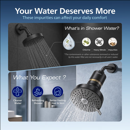 Philips Shower Filter, Visible Window & Clear Filter Cartridge, Black