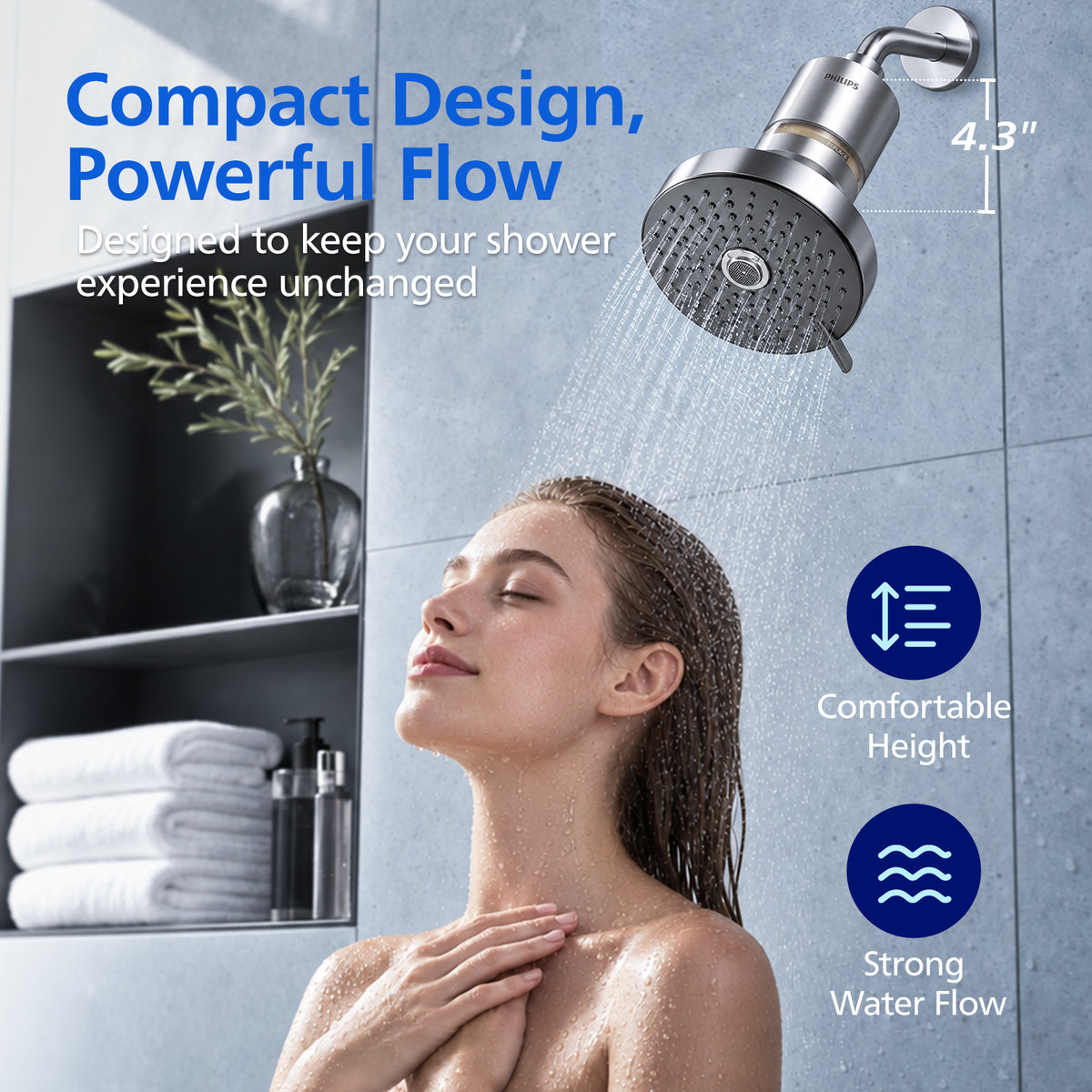 Philips Shower Filter, Visible Window & Clear Filter Cartridge, Nickel