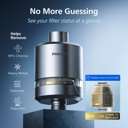 Philips Shower Filter, Visible Window & Clear Filter Cartridge, Nickel