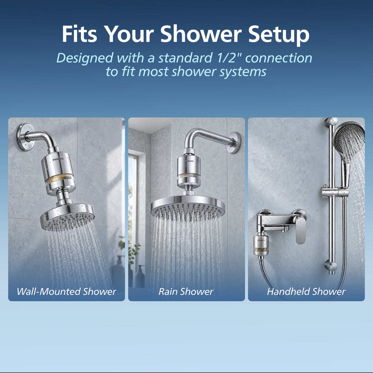 Philips Shower Filter, Visible Window & Clear Filter Cartridge, Chrome